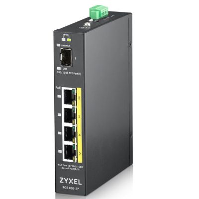 Zyxel RGS100-5P Non-géré L2 Gigabit Ethernet (10/100/1000) Connexion Ethernet, supportant l'alimentation via ce port (PoE) Noir