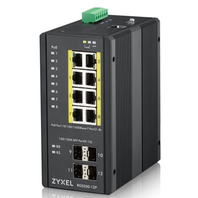 Zyxel RGS200-12P Géré L2 Gigabit Ethernet (10/100/1000) Connexion Ethernet, supportant l'alimentation via ce port (PoE) Noir
