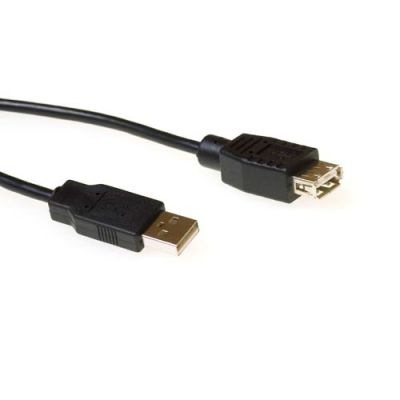 ACT USB 2.0 extensioncable USB A male - USB A female 1.8 m câble USB 1,8 m Noir
