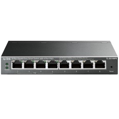 TP-Link TL-SG108PE commutateur réseau Géré L2 Gigabit Ethernet (10/100/1000) Connexion Ethernet, supportant l'alimentation via ce port (PoE) Noir