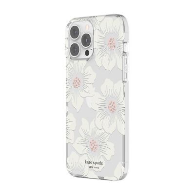 INCIPIO Kate Spade New York Protective Hardshell Case for iPhone 13 Pro Max - Hollyhock Floral Clear/Cream with Stones