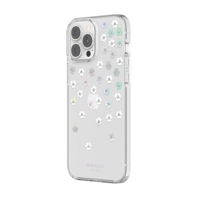 INCIPIO Kate Spade New York Protective Hardshell Case for iPhone 13 Pro Max - Scattered Flowers/Iridescent/Clear/White/Gems