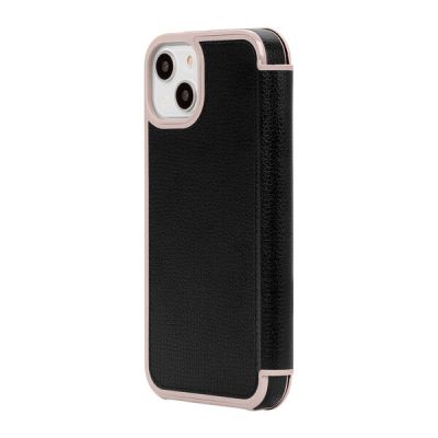 INCIPIO Kate Spade New York Folio Case for iPhone 13 - Black/Pale Vellum Border/Pale Vellum Logo