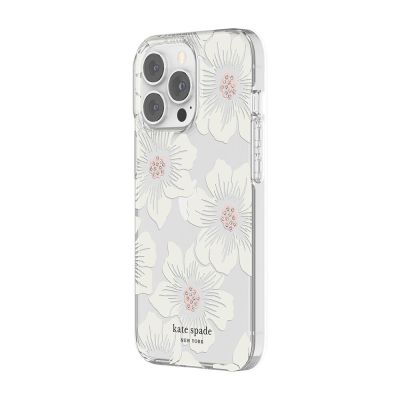 INCIPIO Kate Spade New York Protective Hardshell Case for iPhone 13 Pro - Hollyhock Floral Clear/Cream with Stones