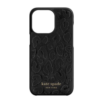 INCIPIO Kate Spade New York Wrap Case for iPhone 13 Pro - Leopard Flocked Black/Gold Sticker Logo