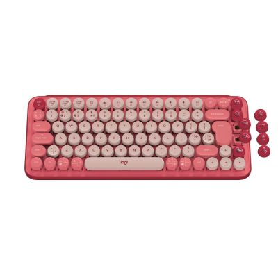 Logitech POP Keys Wireless Mechanical Keyboard With Emoji Keys clavier RF sans fil + Bluetooth QWERTZ Allemand Bourgogne, Rose, Rose