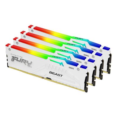 Kingston Technology FURY Beast 128 Go 5600 MT/s DDR5 CL40 DIMM (Kits de 4) White RGB XMP