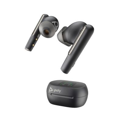 POLY Écouteurs noir charbon Voyager Free 60+ UC + adaptateur USB-A BT700 + étui de charge avec écran tactile