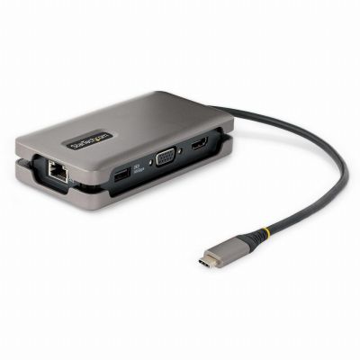StarTech.com Adaptateur Multiport USB-C - 4K60Hz HDMI/VGA - Hub USB 3 Ports - 100W Power Delivery Pass-Through, GbE, Mini Station d'Accueil/Docking Station avec Chargeur - Adaptateur USB C vers HDMI, Câble de 30cm