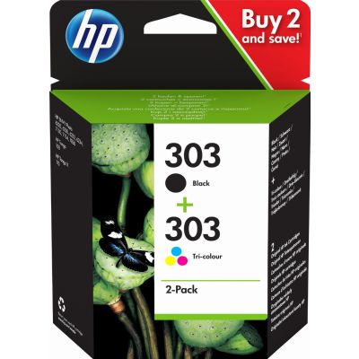 HP Pack de 2 cartouches authentiques d'encre noire/trois couleurs 303