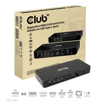 CLUB3D CSV-1585 commutateur écran, clavier et souris Noir