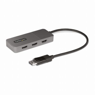 StarTech.com Hub MST à 3 Ports - DisplayPort vers 3x HDMI, Trois Moniteurs 4K 60Hz, Adaptateur Vidéo Multi-Moniteur DP 1.4, Câble Intégré de 30 cm, Alimentation USB, Windows Uniquement