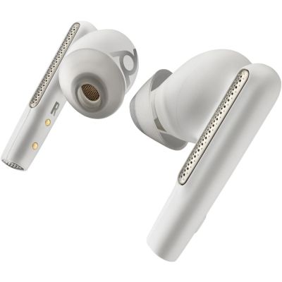 POLY Écouteurs sable blanc Voyager Free 60 UC + adaptateur USB-C BT700 + étui de charge de base