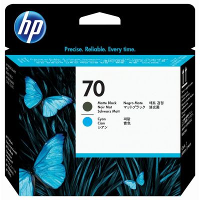 HP 70 tête d'impression DesignJet noir mat et cyan