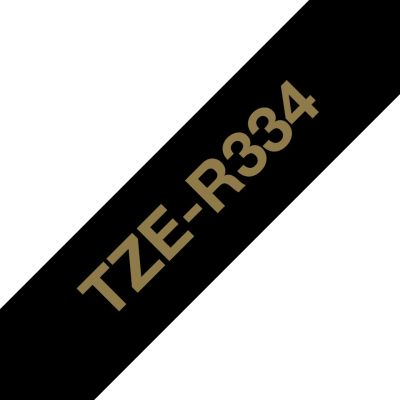 Brother TZE-R334 ruban d'étiquette Or sur noir