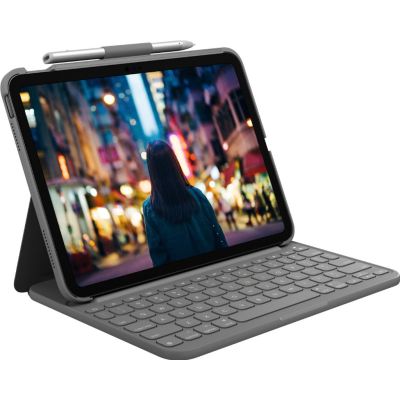 Logitech Slim Folio Gris Bluetooth QWERTY Anglais britannique