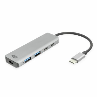 ACT AC7072 hub & concentrateur USB 3.2 Gen 1 (3.1 Gen 1) Type-C 5000 Mbit/s Noir, Gris