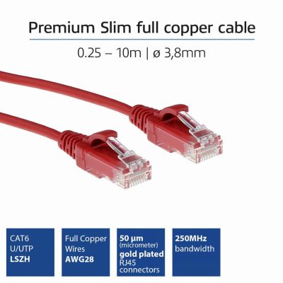 ACT DC9552 câble de réseau Rouge 0,25 m Cat6 U/UTP (UTP)