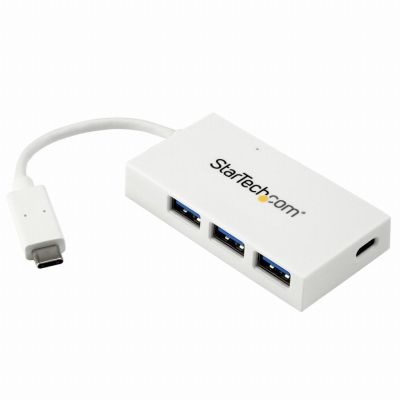 StarTech.com Hub USB-C à 4 Ports avec 1x USB-C & 3x USB-A SuperSpeed - Alimenté par Bus - Hub USB 3.0 Portable - USB 3.2 Gen 1 (5Gbps) Type-C - Blanc