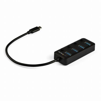 StarTech.com Hub USB 3.0 Type-C 4 Ports avec Commutateurs Individuels par Port (On/Off) - SuperSpeed USB 3.2 Gen 1 (5Gbps) - Alimenté par Bus USB - Portable - Câble 25cm