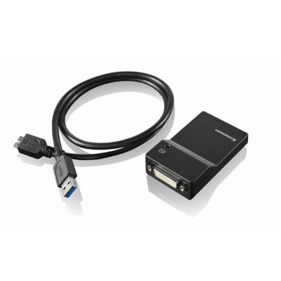 Lenovo USB 3.0 - DVI/VGA adaptateur graphique USB 2048 x 1152 pixels Noir