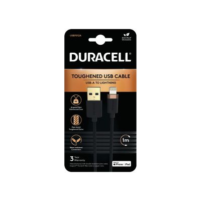 Duracell USB7012A câble Lightning Noir