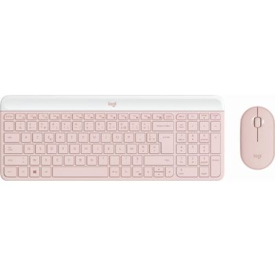 Logitech MK470 Slim Combo clavier Souris incluse Bureau RF sans fil AZERTY Français Rose