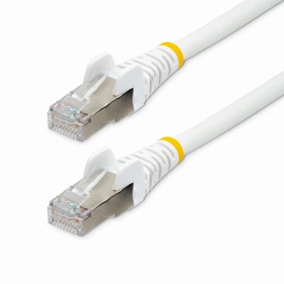 StarTech.com Câble Ethernet CAT6a 50cm - Low Smoke Zero Halogen (LSZH) - 10 Gigabit 500MHz 100W PoE RJ45 S/FTP Cordon de Raccordement Réseau Snagless Blanc avec Décharge de Tension