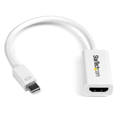 StarTech.com Adaptateur Mini DisplayPort vers HDMI - Convertisseur Vidéo Actif mDP à HDMI - 4K30Hz - Mini DP ou TB 1/2 Mac/PC vers Moniteur/Écran HDMI - Câble mDP 1.2 vers HDMI - Blanc