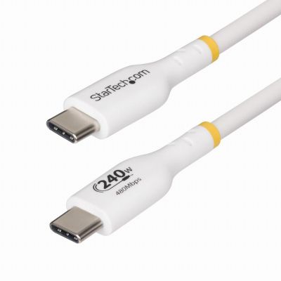 StarTech.com Câble de Charge USB-C de 1m, Blanc, Cordon USB-C Certifié USB-IF, 240W PD EPR, Câble de Recharge USB 2.0 Type-C pour Ordinateur Portable, Câble de Transfert de Données USB-C, Gaine TPE, M/M