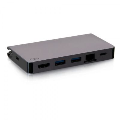 C2G Station d’accueil compacte USB-C 5 en 1 avec HDMI, 2 USB-A, Ethernet et USB-C, alimentation électrique jusqu’à 100 W - 4K 30 Hz