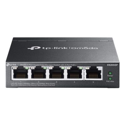 TP-Link Omada ES205G Géré Gigabit Ethernet (10/100/1000) Connexion Ethernet, supportant l'alimentation via ce port (PoE) Noir