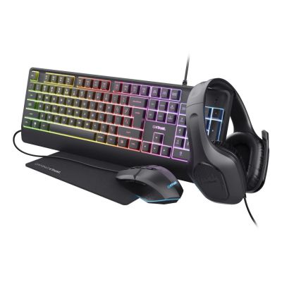 Trust GXT 792 Quadrox clavier Souris incluse Jouer USB QWERTY Belge Noir