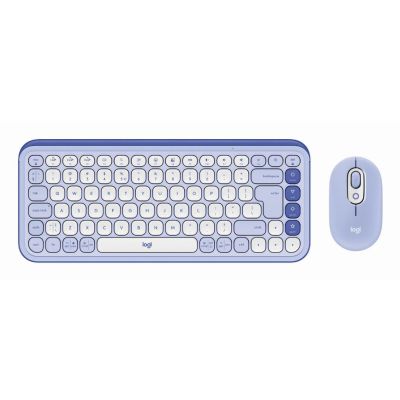 Logitech POP Icon Combo clavier Souris incluse Universel Bluetooth QWERTY US International Lilas, Blanc