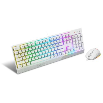 MSI VIGOR GK30 COMBO WHITE US clavier Souris incluse Jouer USB QWERTY Italien Blanc