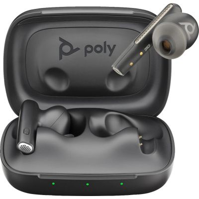 POLY Écouteurs noir charbon Voyager Free 60 UC + adaptateur USB-A BT700 + étui de charge de base