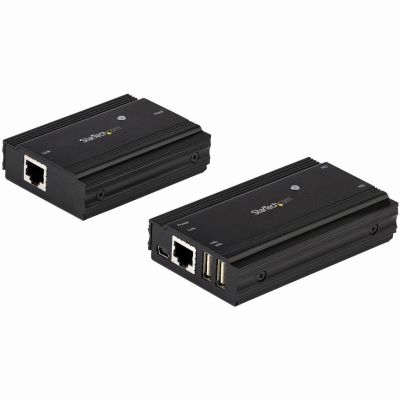 StarTech.com Hub USB 2.0 sur Câble Ethernet CAT5e/CAT6 Unique (RJ45) - 4 Ports - 100m - Concentrateur Extension USB - Boitier Métal - Alimentation Externe - 480 Mbps