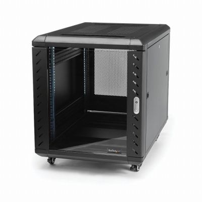 StarTech.com Armoire Rack Serveur 12U à 4 Montants, Armoire Verrouillable 19" pour Ordinateur/AV/Équipement IT, Rack Réseau pour Bureau/Domicile avec Roulettes et Rails de Montage Ajustables