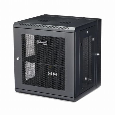 StarTech.com Armoire Réseau Murale à 4 Montants 12U avec Étagère 1U, Armoire Serveur Murale 19" à Charnières pour Équipement IT/AV/Électronique/Ordinateur, Armoire Rack Ventilée Flexible