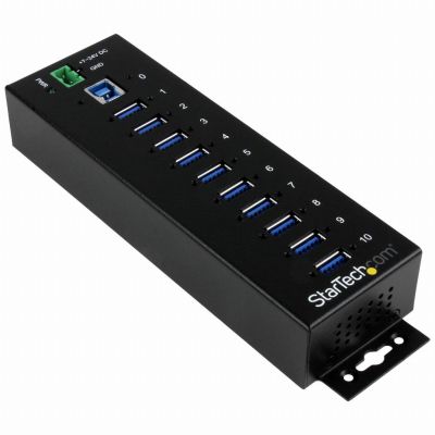 StarTech.com Concentrateur USB 3.0 10 ports - 5Gbps - Concentrateur USB-A industriel en métal avec protection contre les décharges électrostatiques et les surtensions - Montage sur rail DIN, mur ou bureau - Concentrateur d'extension USB conforme à la norm