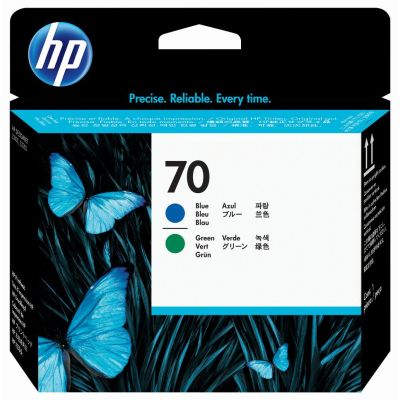 HP 70 tête d'impression DesignJet bleue et verte