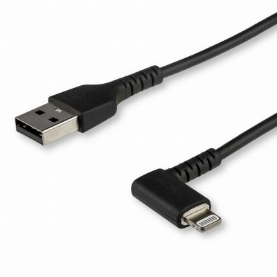 StarTech.com Câble USB-A vers Lightning Noir Robuste 2m Coudé à 90° - Câble de Charge/Synchronisation USB Type A vers Lightning en Fibre Aramide Robuste et Résistante - Certifié Apple MFi - iPhone