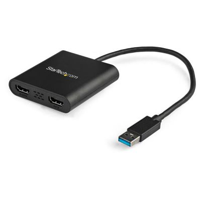 StarTech.com Adaptateur USB 3.0 vers Dual HDMI - 2x1080p / 1x4K 30Hz - Carte Graphique/Vidéo Externe - Adaptateur d'Affichage Double Écran USB Type-A vers HDMI - Uniquement Windows - Noir
