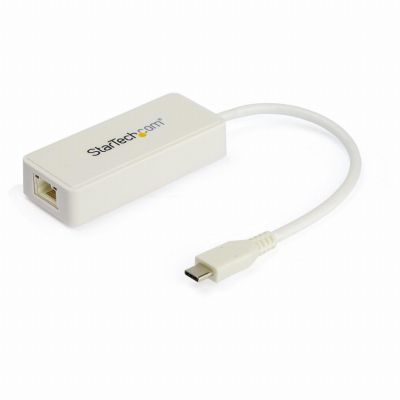 StarTech.com Adaptateur USB-C vers Gigabit Ethernet avec port USB-A - Adaptateur Réseau Blanc 1Gbps NIC USB 3.0/3.1 Type C - 1GbE USB-C RJ45/LAN TB3 Compatible Win, Mac, Chromebook