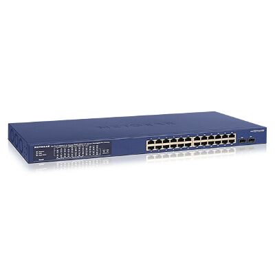 NETGEAR GS724TPP Géré L2/L3/L4 Gigabit Ethernet (10/100/1000) Connexion Ethernet, supportant l'alimentation via ce port (PoE) Bleu