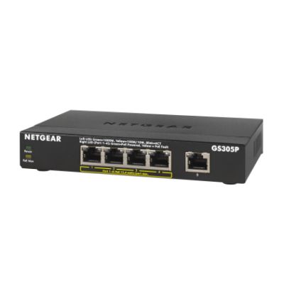 NETGEAR GS305Pv2 Non-géré Gigabit Ethernet (10/100/1000) Connexion Ethernet, supportant l'alimentation via ce port (PoE) Noir