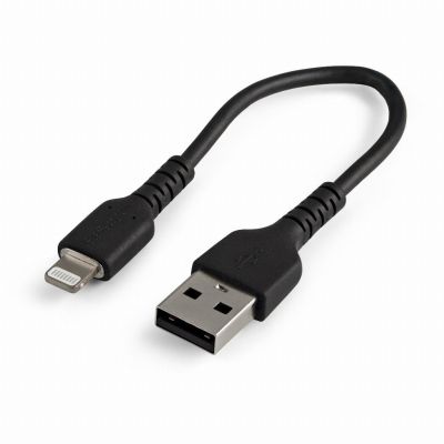 StarTech.com Câble USB-A vers Lightning Noir Robuste 15cm - Câble de Charge/Synchronisation de Type A vers Lightning en Fibre Aramide - iPad/iPhone 12 - Certifié Apple MFi