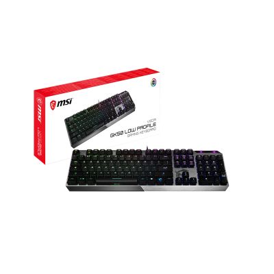 MSI Vigor GK50 Low Profile clavier Jouer USB AZERTY Néerlandais Noir, Métallique